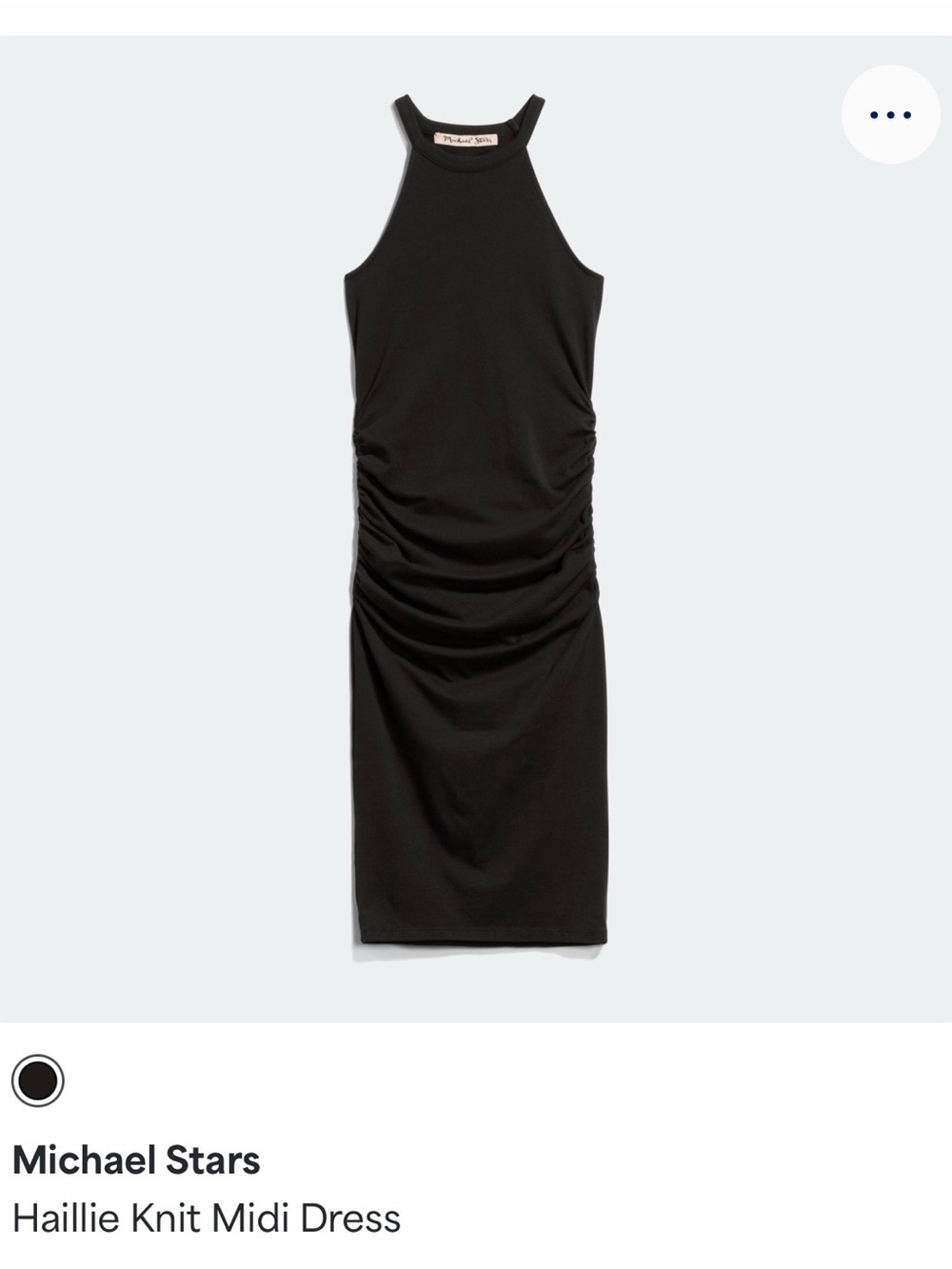 Michael Stars Black Ruched Tank Midi Dress